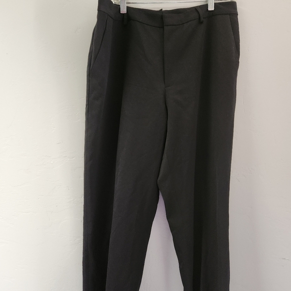 Ralph Lauren Black Pants 16 Wool Lined‎ Wide Leg  Zip Pocket Business Casual - Picture 1 of 11